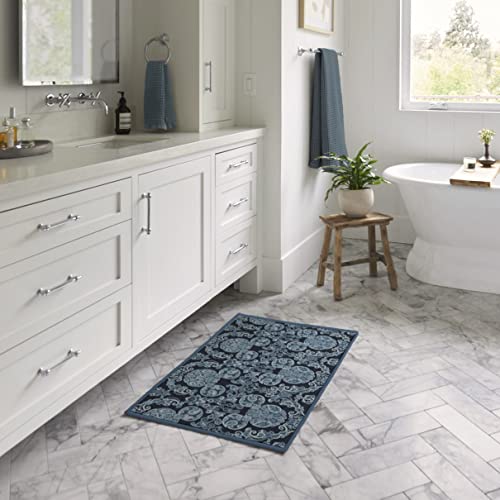 RUGGABLE Disney Traditional Mickey Mouse Washable Rug - Perfect Area Rug for Nursery Playroom Kids Room - Pet &amp; Child Friendly - Stain &amp; Water Resistant - Damask Grey 3&
