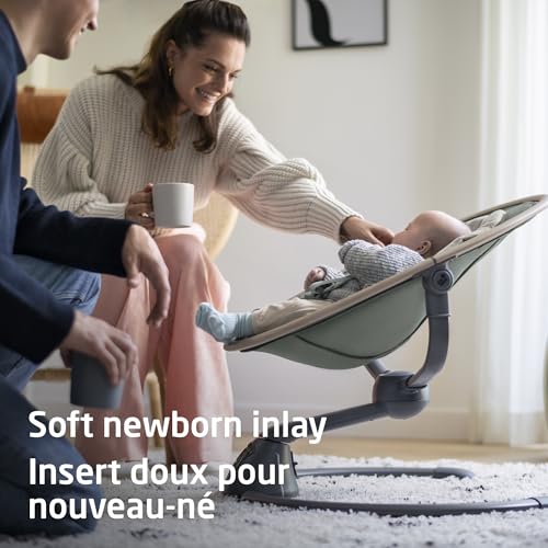 Maxi-Cosi Cassia Baby Swing, infant swing, automatic motion sensor, music, toys, recline, portable, 360 degree rotation, lightweight &amp; foldable, Horizon Sand