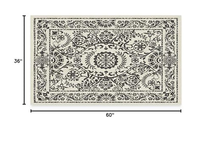 RUGGABLE Washable 2x3 Area Rug, Delphina Delft Blue, Premium Vintage Rugs for Living Room, Bedroom, Kitchen, Office, Classroom with Gripper Non Slip Pad