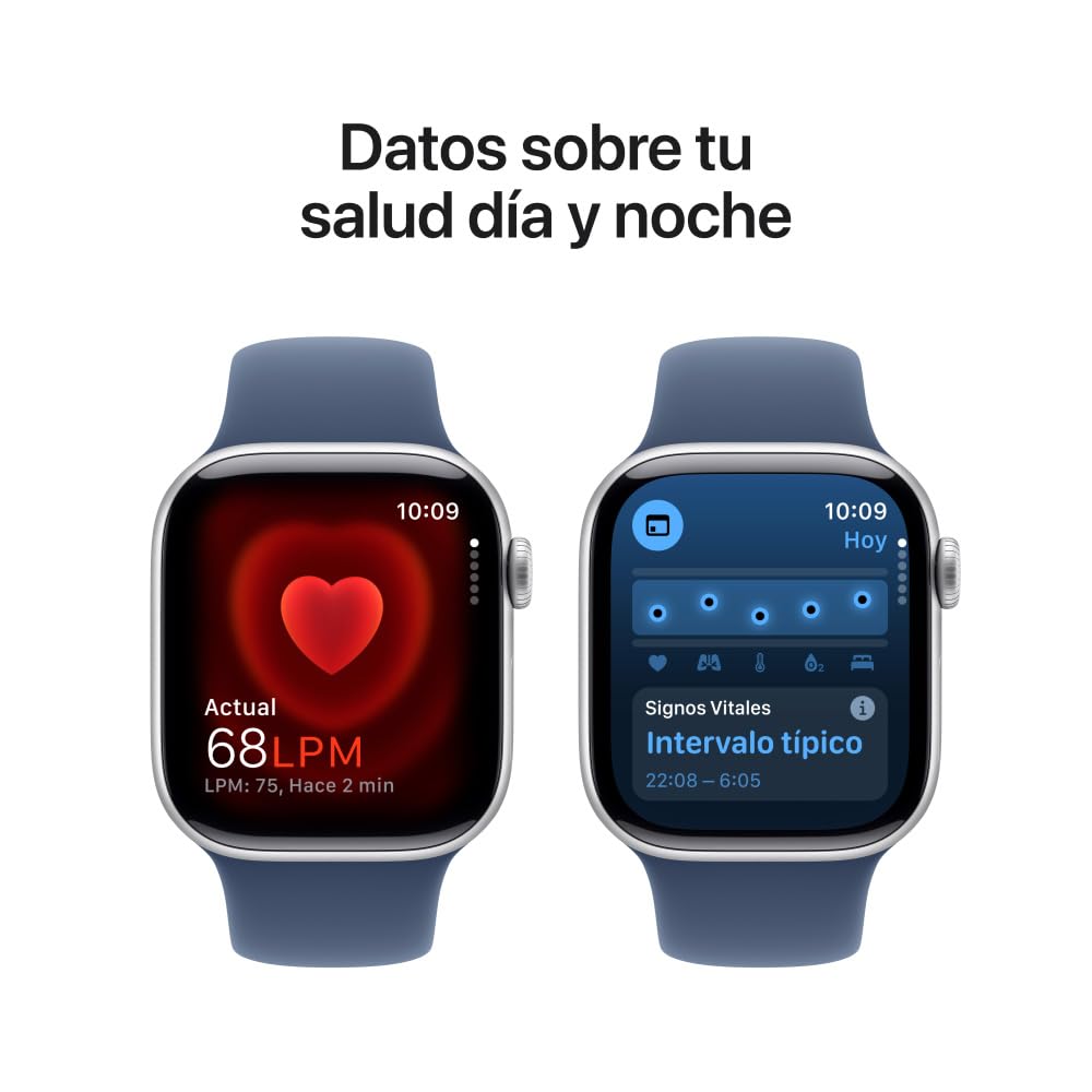Apple Watch Series 10 [GPS 46mm] Smartwatch with Jet Black Aluminium Case with Black Sport Band. Fitness Tracker, ECG App, Always-On Retina Display, Water-Resistant