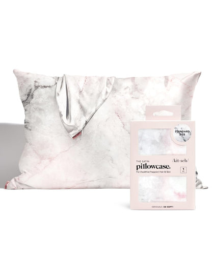 Kitsch Satin Pillowcase with Zipper for Hair &amp; Skin, Softer Than Silk Pillow Cases Queen, Smooth Pillow Covers, Machine Washable, Wrinkle-Free, Cooling Satin Pillow Cases Standard Size 19&quot;x26&quot;, Ivory