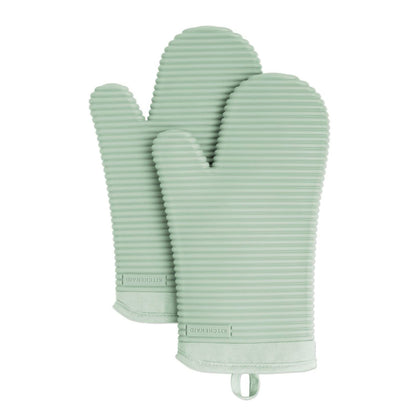 KitchenAid Ribbed Soft Silicone Oven Mitt Set, 7&quot;x13&quot;, Milkshake 2 Count