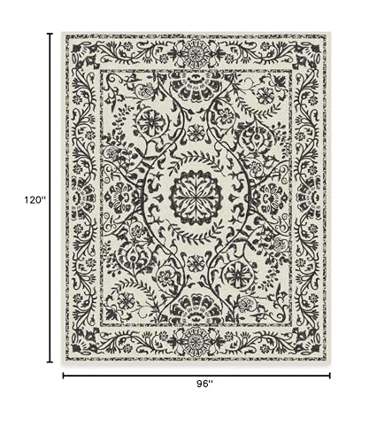 RUGGABLE Washable 2x3 Area Rug, Delphina Delft Blue, Premium Vintage Rugs for Living Room, Bedroom, Kitchen, Office, Classroom with Gripper Non Slip Pad