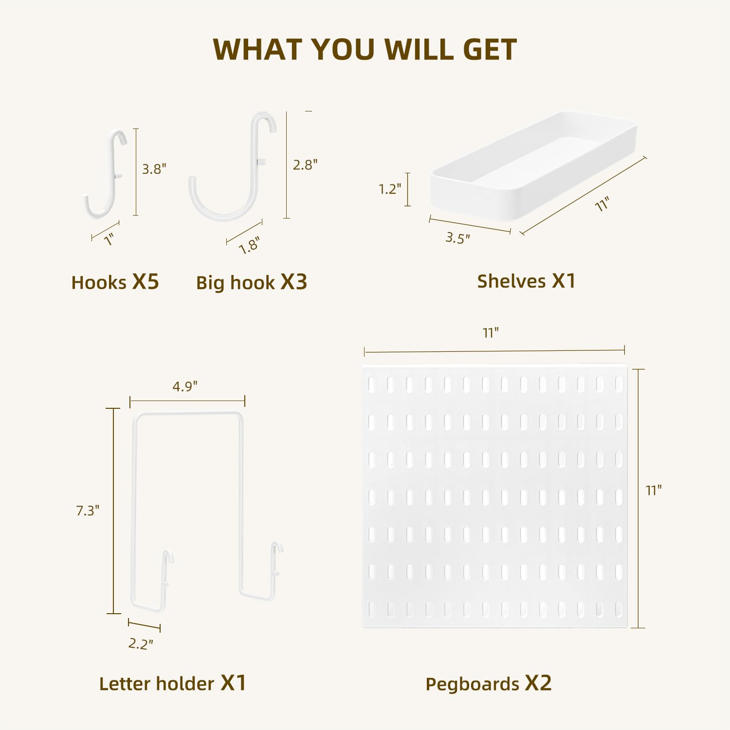 VUSIGN Pegboard Combination Wall Organizer Kit, 4 Pieces Pegboards and 17 Accessories Modular Hanging, Wall Mount Display Peg Board Panel Kits for Bedroom, Home, Office, Bathroom, 22&quot; x 22&quot;, Pink