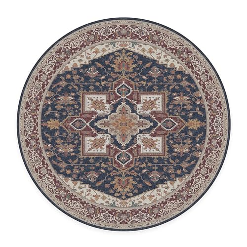 RUGGABLE Maral Heriz Washable Rug - Perfect Vintage Area Rug for Living Room Bedroom Kitchen - Pet &amp; Child Friendly - Stain &amp; Water Resistant - Creme 3&