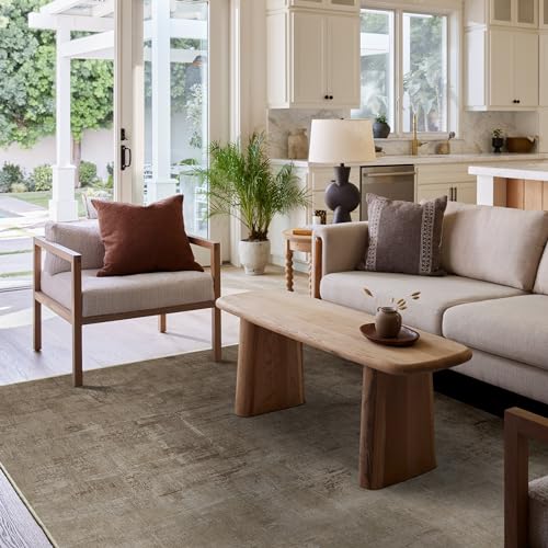 RUGGABLE Impasto Washable Rug - Perfect Modern Area Rug for Living Room Bedroom Kitchen - Non-Slip, Pet &amp; Child Friendly, Stain &amp; Water Resistant - Durable - Sage Green 3&