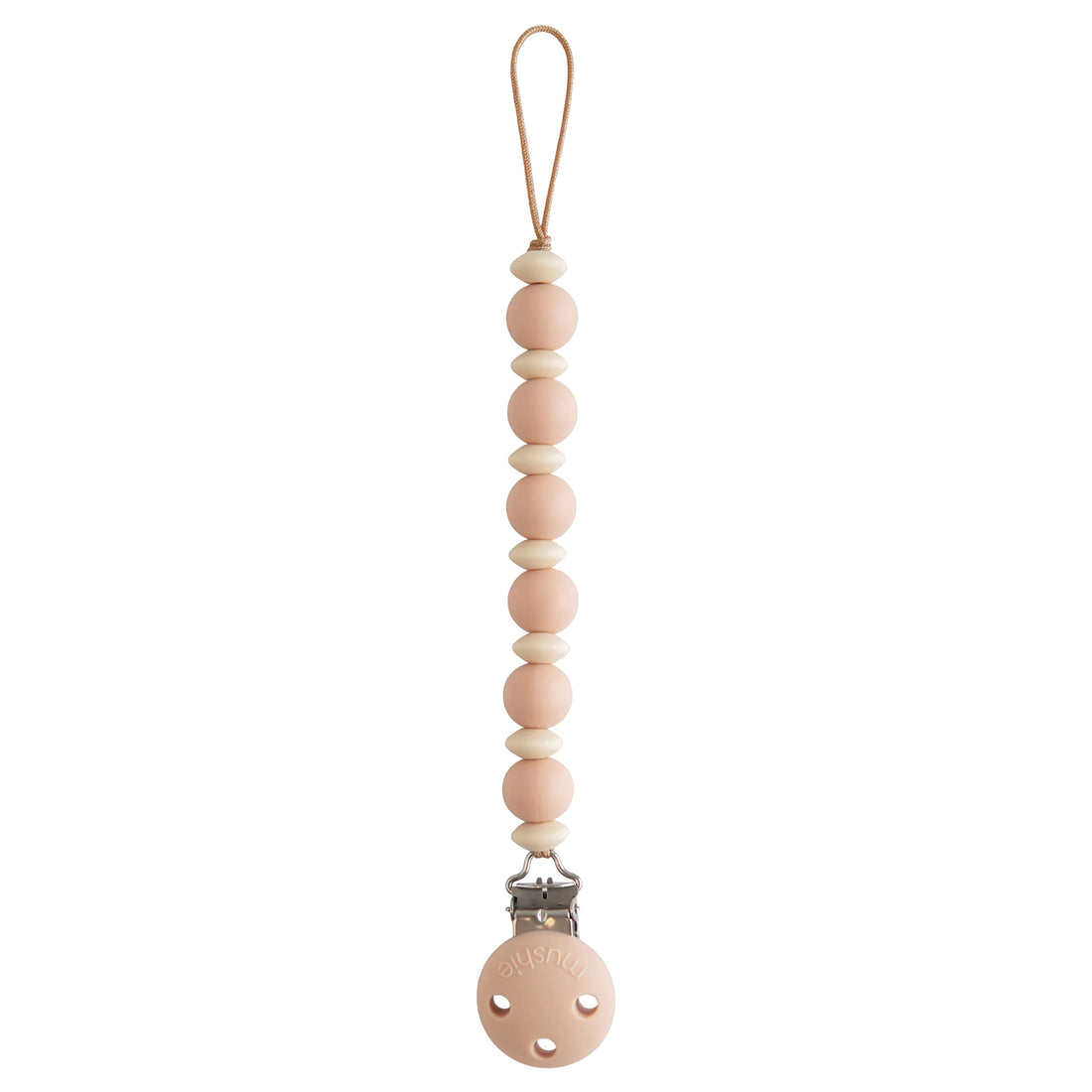 mushie 100% Silicone Baby Pacifier Clip BPA Free | Luna (Faux Wood)