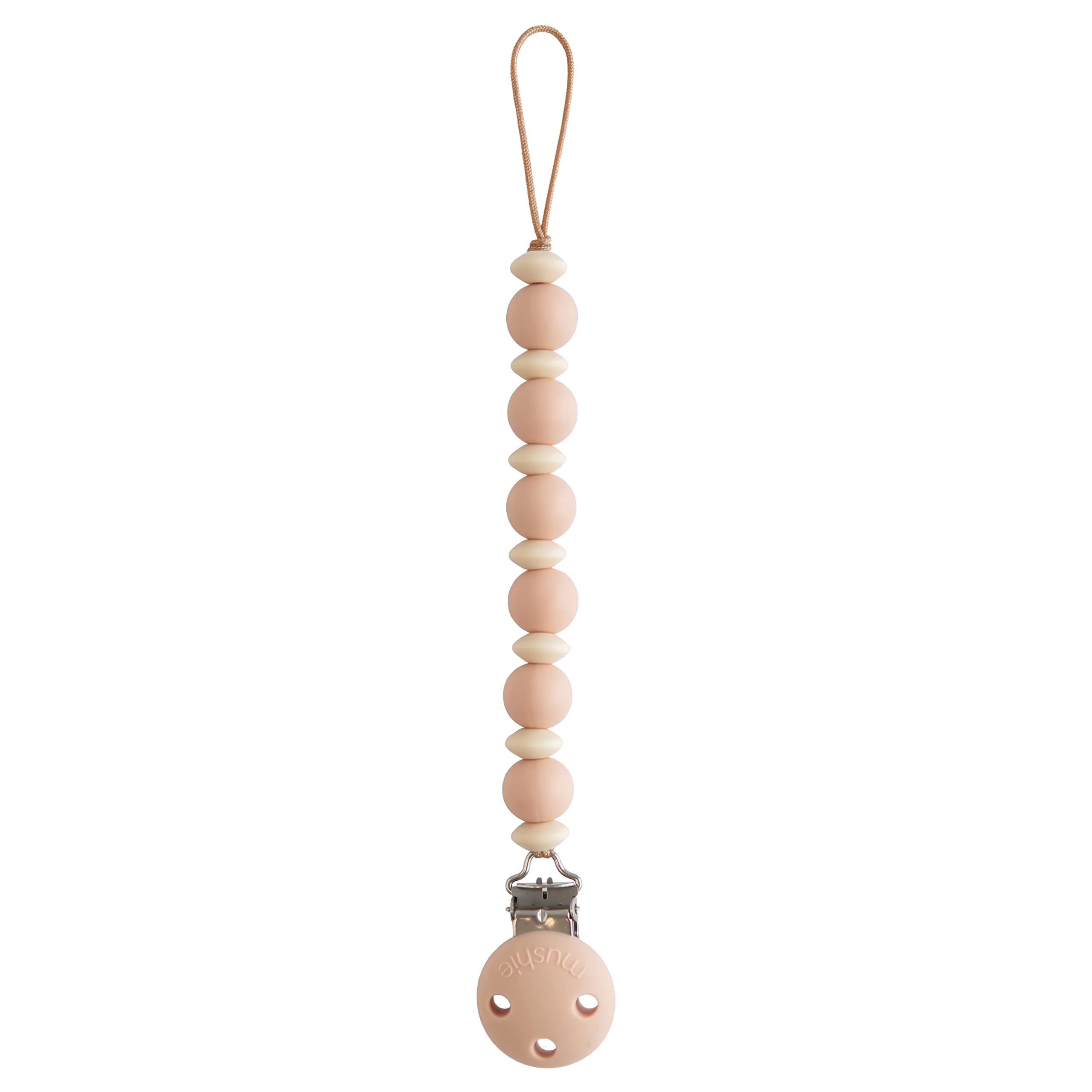 mushie 100% Silicone Baby Pacifier Clip BPA Free | Luna (Faux Wood)