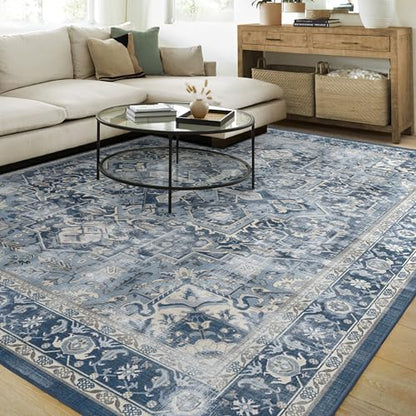 RUGGABLE Kamran Washable Rug - Perfect Vintage Area Rug for Living Room Bedroom Kitchen - Pet &amp; Child Friendly - Stain &amp; Water Resistant - Hazel 5&