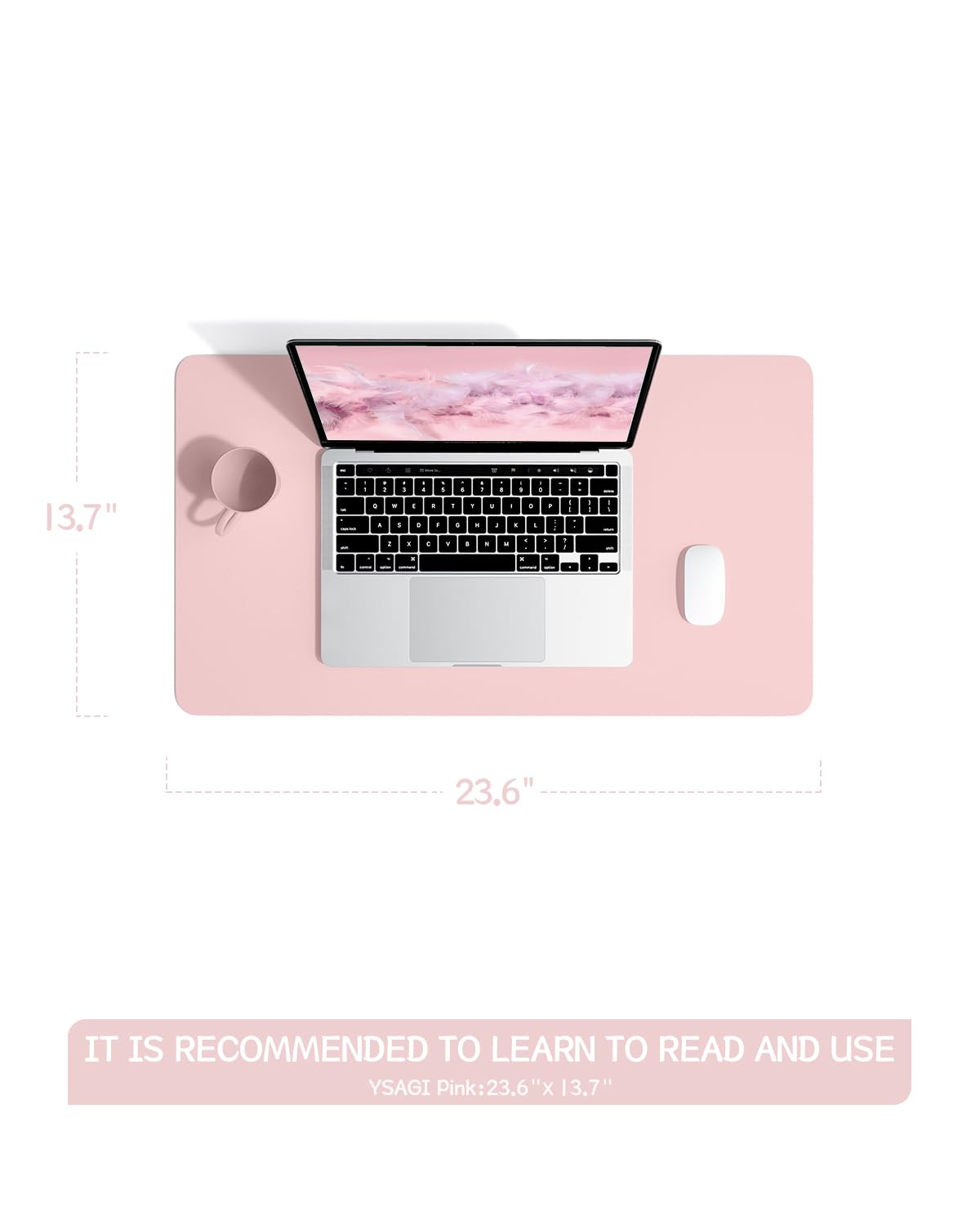Non-Slip Desk Pad,Mouse Pad,Waterproof PVC Leather Desk Table Protector,Ultra Thin Large Desk Blotter, Easy Clean Laptop Desk Writing Mat for Office Work/Home/Decor(Pink, 23.6&quot; x 13.7&quot;)