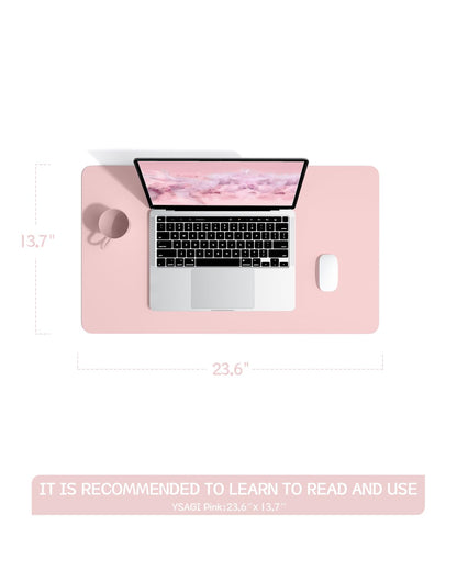 Non-Slip Desk Pad,Mouse Pad,Waterproof PVC Leather Desk Table Protector,Ultra Thin Large Desk Blotter, Easy Clean Laptop Desk Writing Mat for Office Work/Home/Decor(Pink, 23.6&quot; x 13.7&quot;)