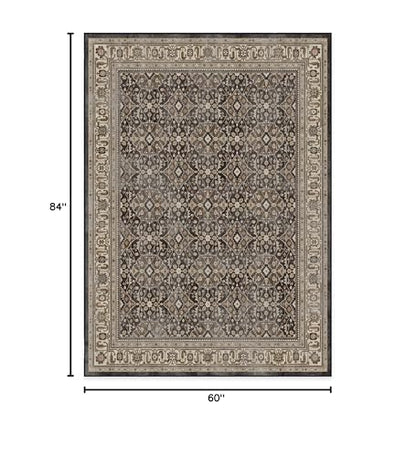 RUGGABLE – Alessia Dark Wood – Machine Washable Area Rug – Pet &amp; Child Friendly – Stain &amp; Water Resistant – Non-Slip – 5&