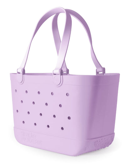 Simple Modern Beach Bag Rubber Tote | Waterproof Medium Tote Bag with Zipper Pocket for Pool, Groceries, Sports | Gifts For Women | Getaway Bag Collection | Almond Birch