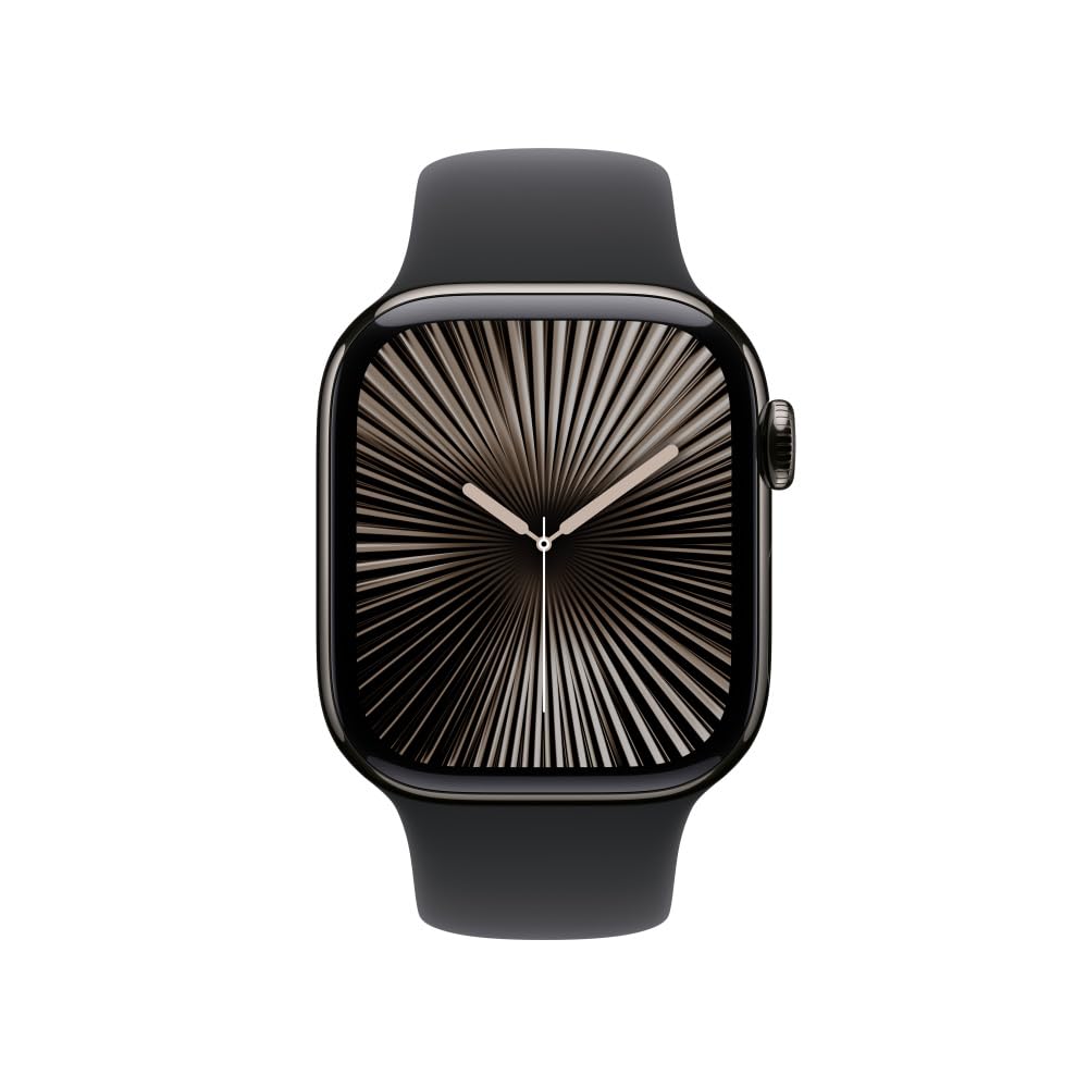 Apple Watch Series 10 [GPS 46mm] Smartwatch with Jet Black Aluminium Case with Black Sport Band. Fitness Tracker, ECG App, Always-On Retina Display, Water-Resistant