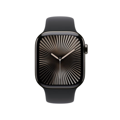 Apple Watch Series 10 [GPS 46mm] Smartwatch with Jet Black Aluminium Case with Black Sport Band. Fitness Tracker, ECG App, Always-On Retina Display, Water-Resistant