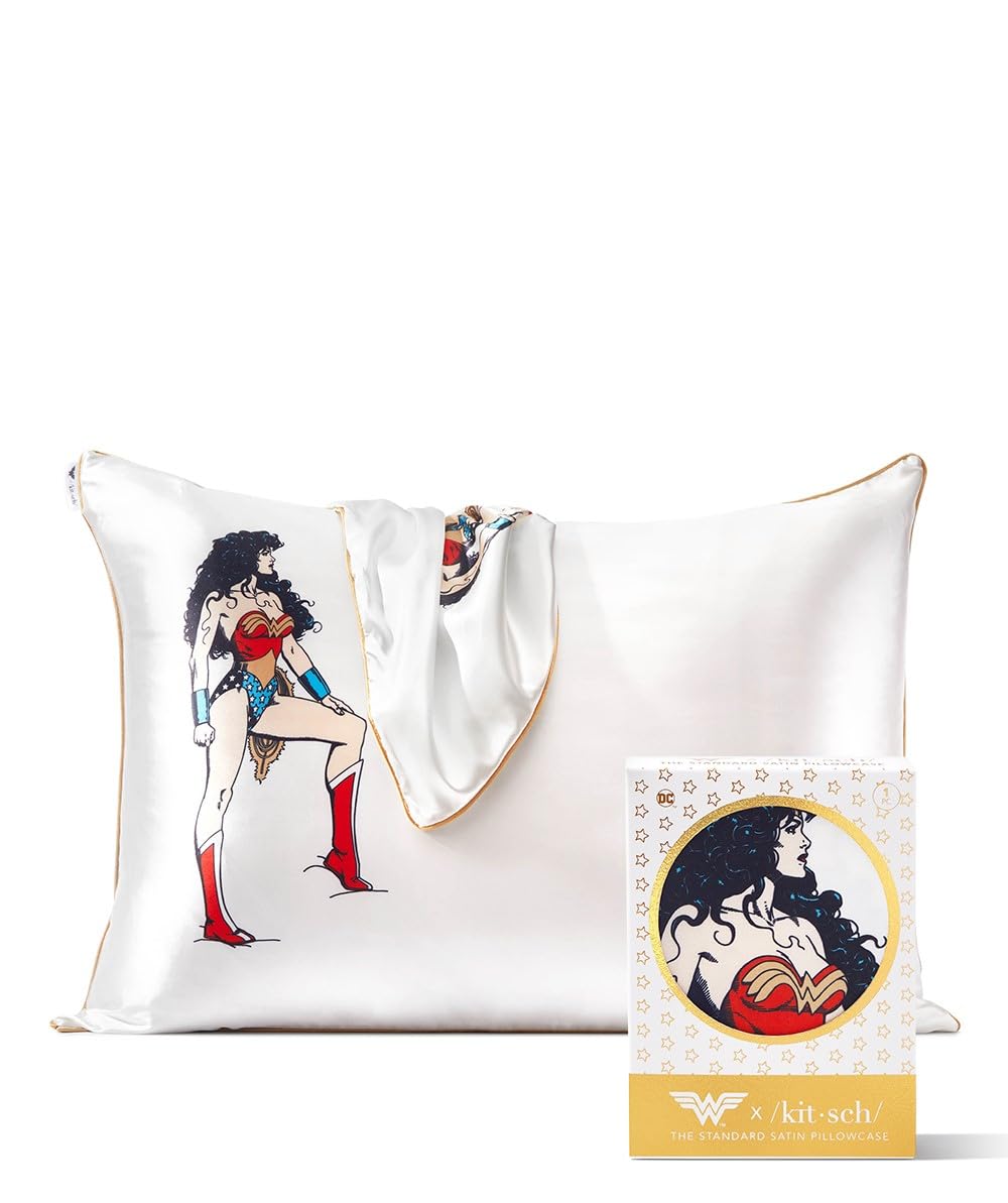 Kitsch Satin Pillowcase with Zipper for Hair &amp; Skin, Softer Than Silk Pillow Cases Queen, Smooth Pillow Covers, Machine Washable, Wrinkle-Free, Cooling Satin Pillow Cases Standard Size 19&quot;x26&quot;, Ivory