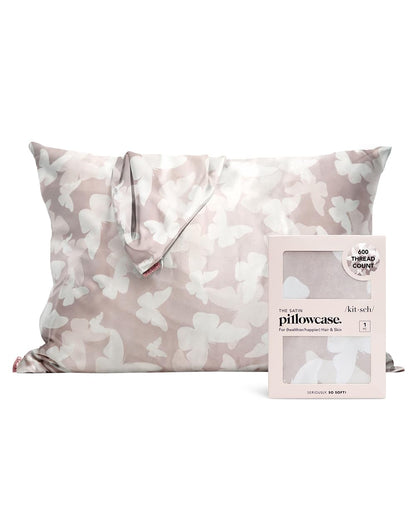 Kitsch Satin Pillowcase with Zipper for Hair &amp; Skin, Softer Than Silk Pillow Cases Queen, Smooth Pillow Covers, Machine Washable, Wrinkle-Free, Cooling Satin Pillow Cases Standard Size 19&quot;x26&quot;, Ivory