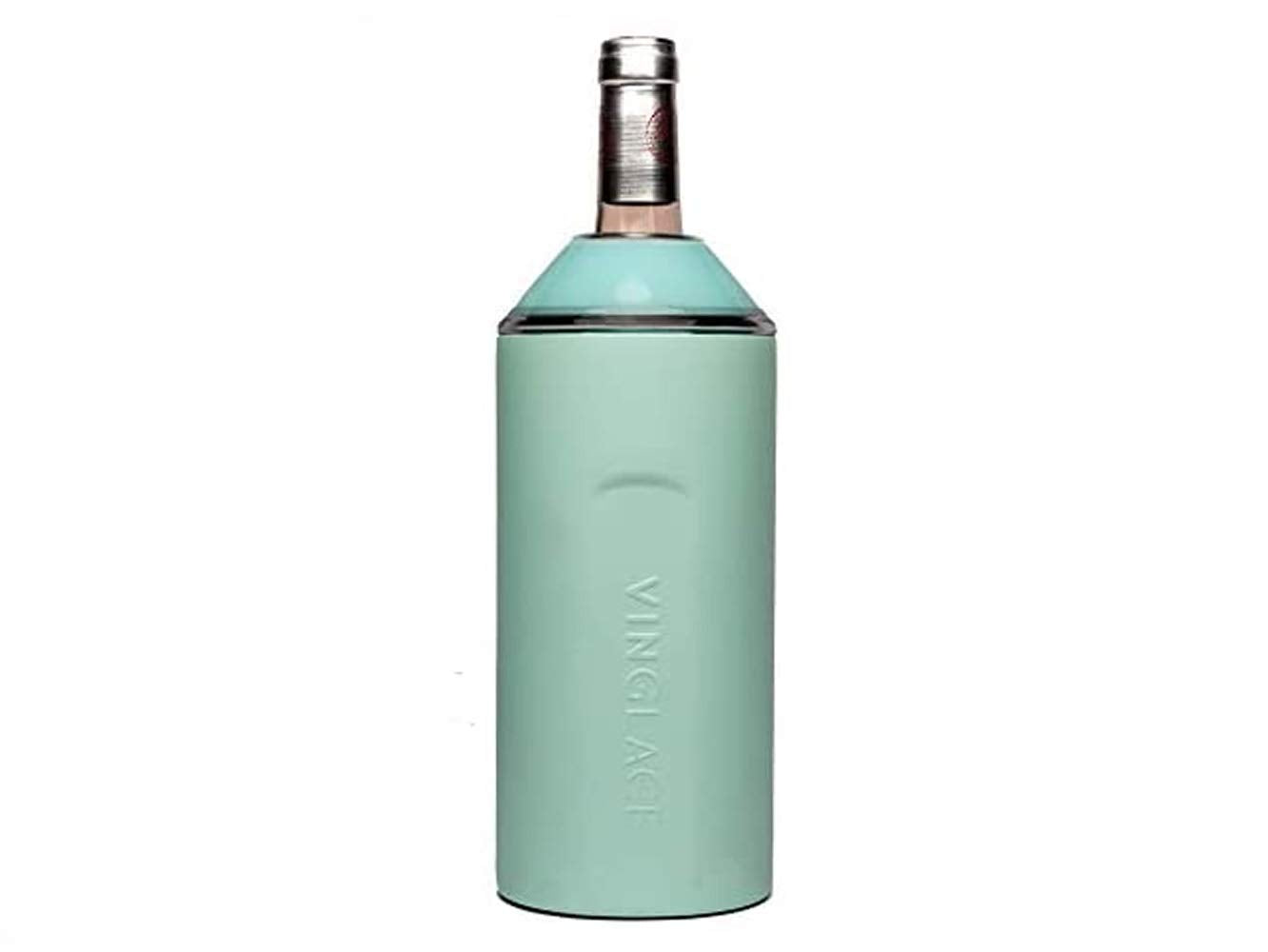 Vinglacé Wine Bottle Chiller- Portable Champagne Insulator- Stainless Steel Wine Cooler Sleeve, White