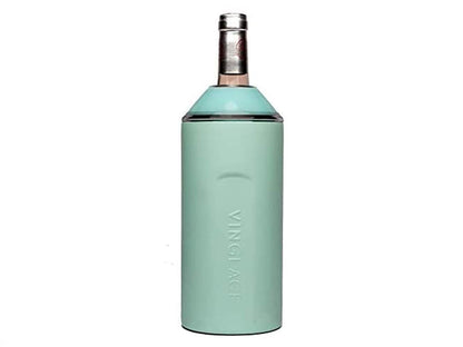 Vinglacé Wine Bottle Chiller- Portable Champagne Insulator- Stainless Steel Wine Cooler Sleeve, White