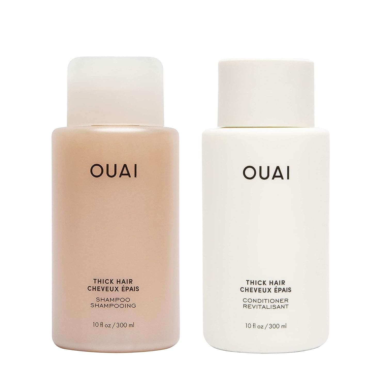 OUAI Fine Shampoo and Conditioner Set - Sulfate Free Shampoo and Conditioner for Fine Hair - Made with Keratin, Marshmallow Root, Shea Butter &amp; Avocado Oil - Free of Parabens &amp; Phthalates (10 Fl Oz)