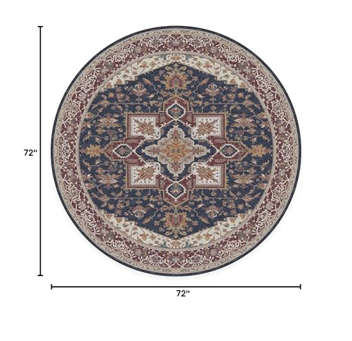 RUGGABLE Maral Heriz Washable Rug - Perfect Vintage Area Rug for Living Room Bedroom Kitchen - Pet &amp; Child Friendly - Stain &amp; Water Resistant - Creme 3&