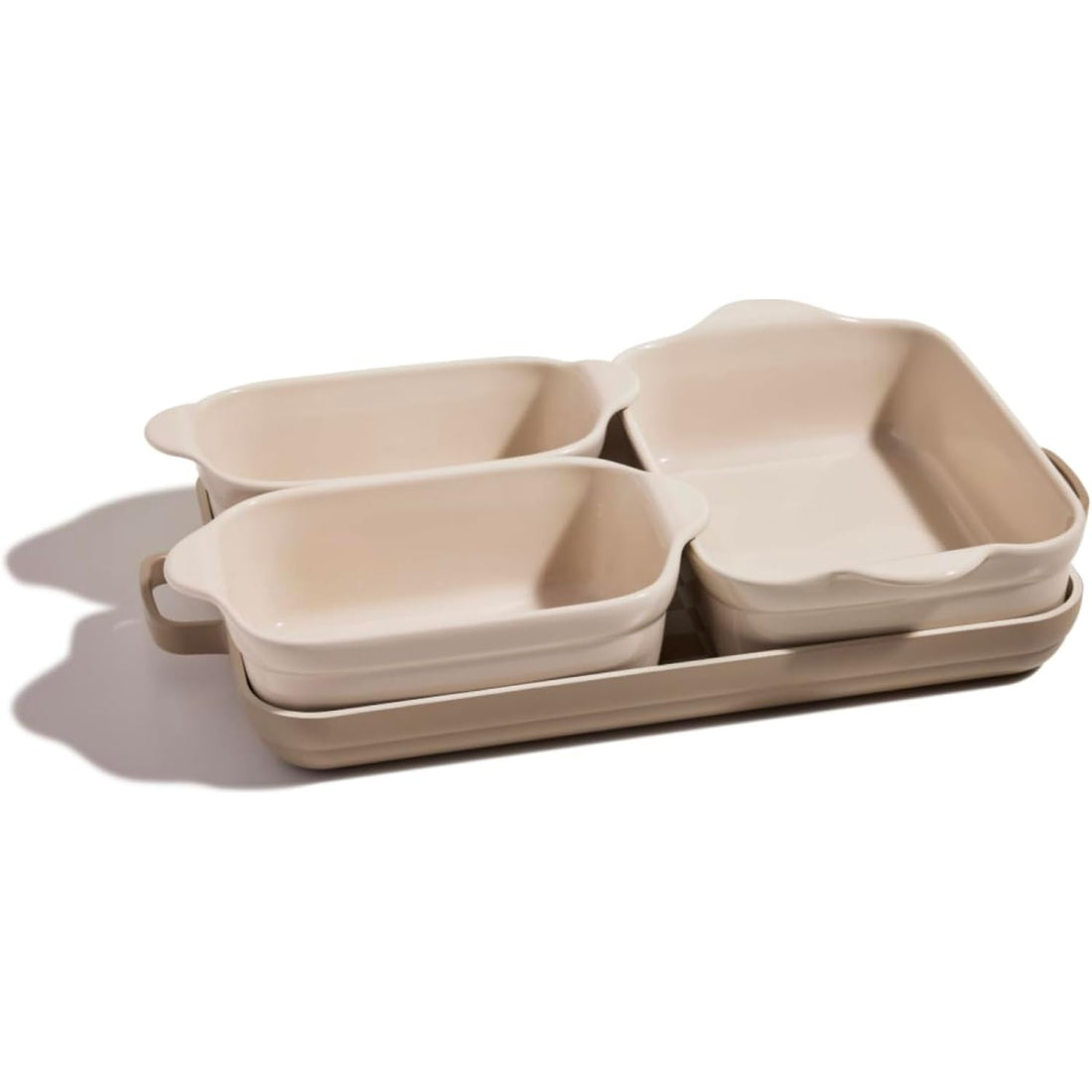 Our Place Bakeware Set | 5-Piece Nonstick, Toxin-Free, Ceramic, Stoneware Set with Oven Pan, Bakers, &amp; Oven Mat | Space-Saving Nesting Design | Oven-Safe | Bake, Roast, Griddle and more | Steam