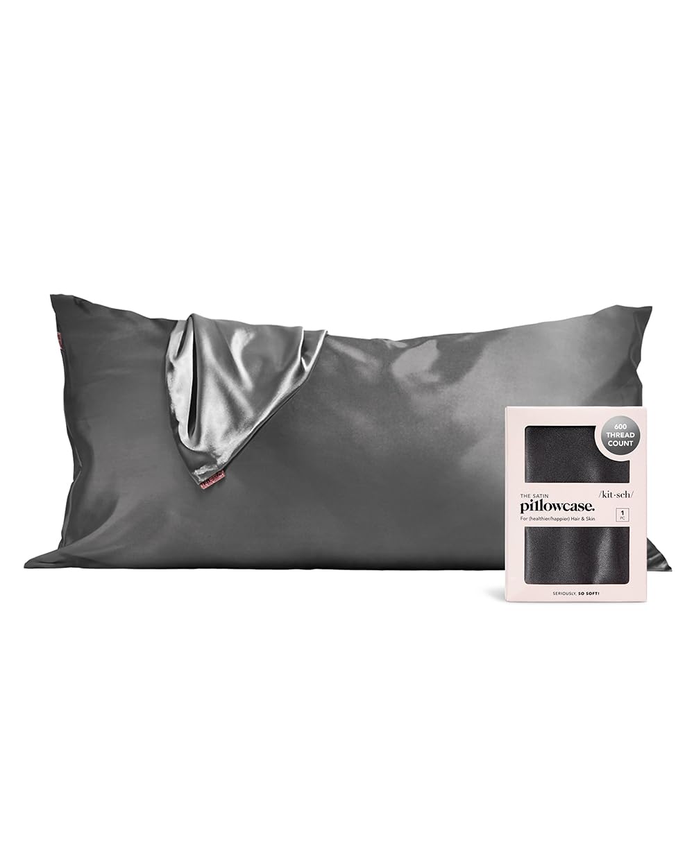 Kitsch Satin Pillowcase with Zipper for Hair &amp; Skin, Softer Than Silk Pillow Cases Queen, Smooth Pillow Covers, Machine Washable, Wrinkle-Free, Cooling Satin Pillow Cases Standard Size 19&quot;x26&quot;, Ivory