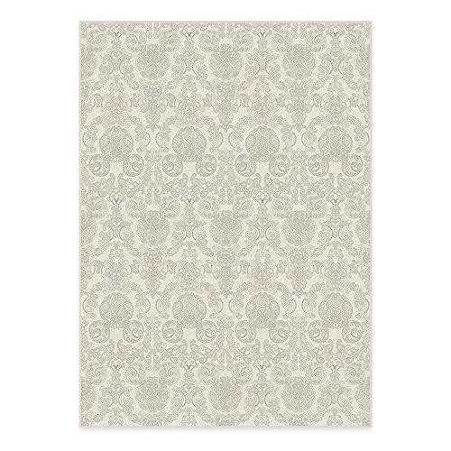 RUGGABLE Disney Traditional Mickey Mouse Washable Rug - Perfect Area Rug for Nursery Playroom Kids Room - Pet &amp; Child Friendly - Stain &amp; Water Resistant - Damask Grey 3&
