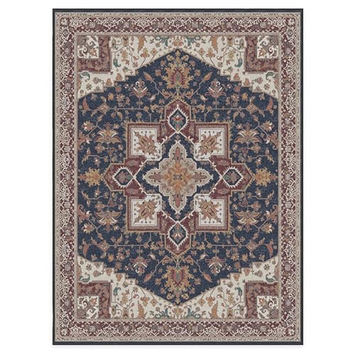RUGGABLE Maral Heriz Washable Rug - Perfect Vintage Area Rug for Living Room Bedroom Kitchen - Pet &amp; Child Friendly - Stain &amp; Water Resistant - Creme 3&