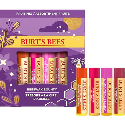 Burt’s Bees Christmas Gifts, 4 Lip Balm Stocking Stuffers Products, Beeswax Bounty Classic Set - Original Beeswax Moisturizing Lip Balm (4-Pack)