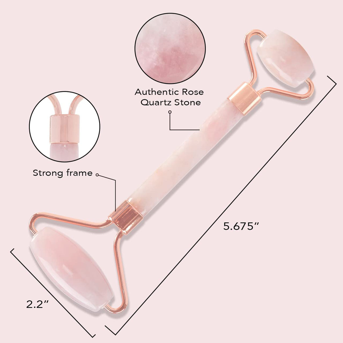 Kitsch Face Massager Rose Quartz Face Roller for Skin Care, Facial Roller &amp; Jade Roller for Face Aging Wrinkles and Lifting, Eye Roller for Puffy Eyes, Rose Quartz Roller for Face Neck Fine Lines 1 Pc