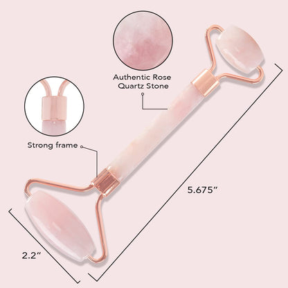 Kitsch Face Massager Rose Quartz Face Roller for Skin Care, Facial Roller &amp; Jade Roller for Face Aging Wrinkles and Lifting, Eye Roller for Puffy Eyes, Rose Quartz Roller for Face Neck Fine Lines 1 Pc