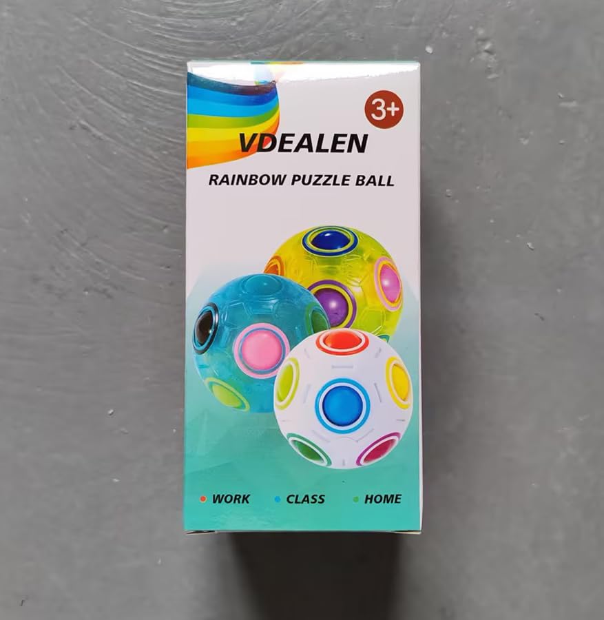 Vdealen Magic Rainbow Puzzle Ball- Fidget Ball Puzzle Game- Brain Teaser Toy for Boys &amp; Girls- Birthday Party Christmas Easter Gift Stocking Stuffers Toy for Kids Teens Adults- 2 Pack
