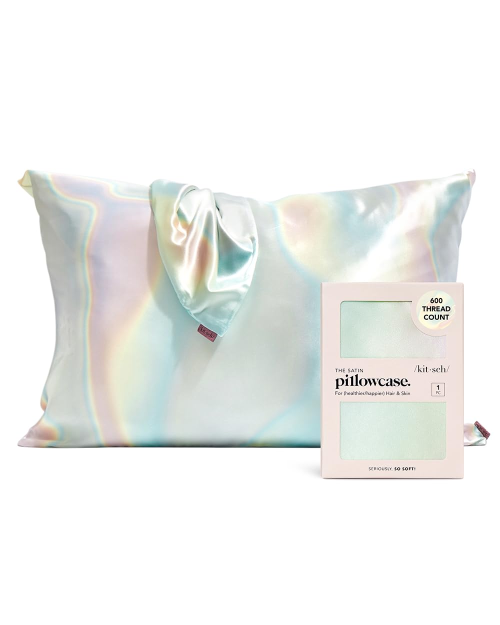 Kitsch Satin Pillowcase with Zipper for Hair &amp; Skin, Softer Than Silk Pillow Cases Queen, Smooth Pillow Covers, Machine Washable, Wrinkle-Free, Cooling Satin Pillow Cases Standard Size 19&quot;x26&quot;, Ivory