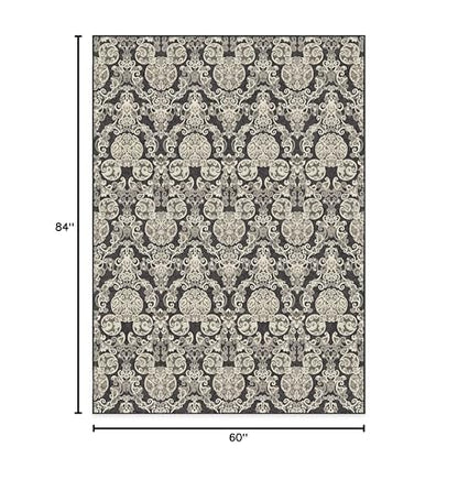 RUGGABLE Disney Traditional Mickey Mouse Washable Rug - Perfect Area Rug for Nursery Playroom Kids Room - Pet &amp; Child Friendly - Stain &amp; Water Resistant - Damask Grey 3&