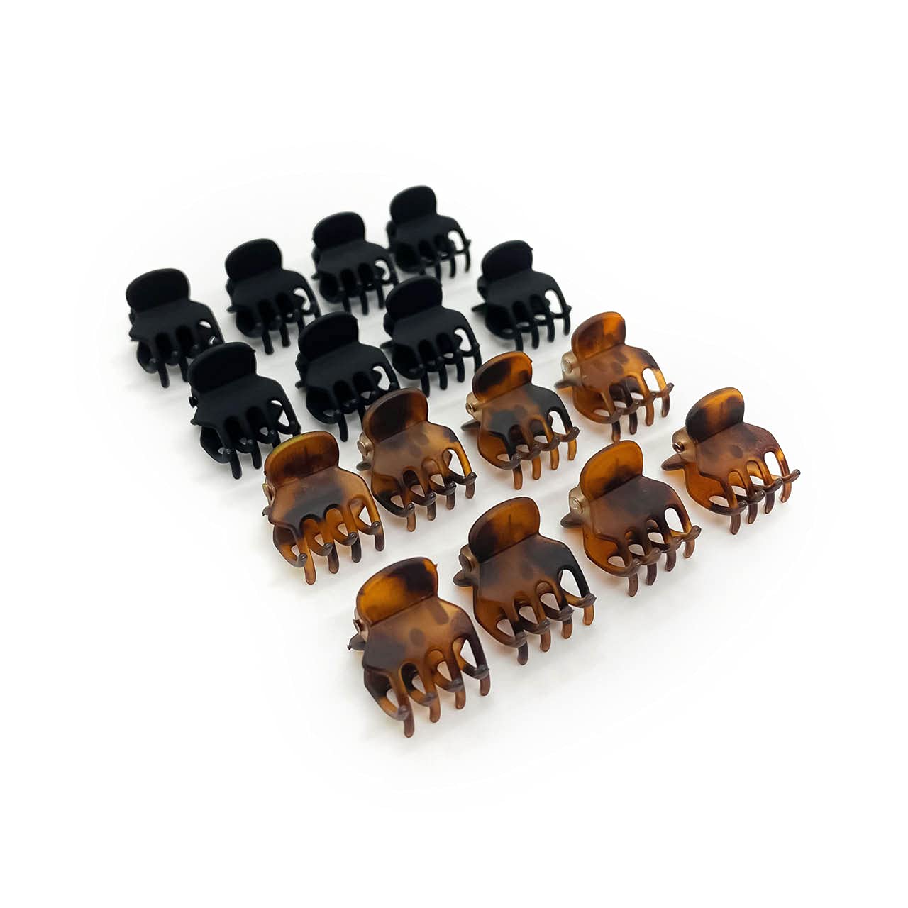 Kitsch Small Hair Clips for Women, Recycled Plastic Small Claw Clips &amp; Mini Claw Clips for Hair, Mini Hair Clips for Thin Hair, Tiny Jaw Clip for Hair, 16 pcs (Tortoise &amp; Black)