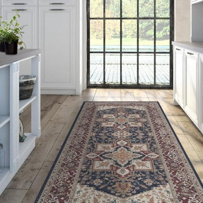 RUGGABLE Maral Heriz Washable Rug - Perfect Vintage Area Rug for Living Room Bedroom Kitchen - Pet &amp; Child Friendly - Stain &amp; Water Resistant - Creme 3&