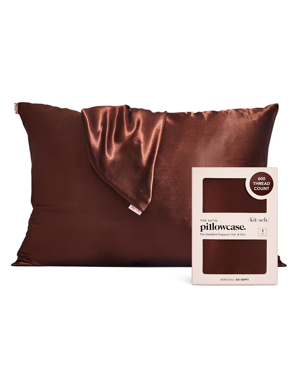 Kitsch Satin Pillowcase with Zipper for Hair &amp; Skin, Softer Than Silk Pillow Cases Queen, Smooth Pillow Covers, Machine Washable, Wrinkle-Free, Cooling Satin Pillow Cases Standard Size 19&quot;x26&quot;, Ivory