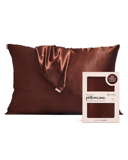 Kitsch Satin Pillowcase with Zipper for Hair &amp; Skin, Softer Than Silk Pillow Cases Queen, Smooth Pillow Covers, Machine Washable, Wrinkle-Free, Cooling Satin Pillow Cases Standard Size 19&quot;x26&quot;, Ivory