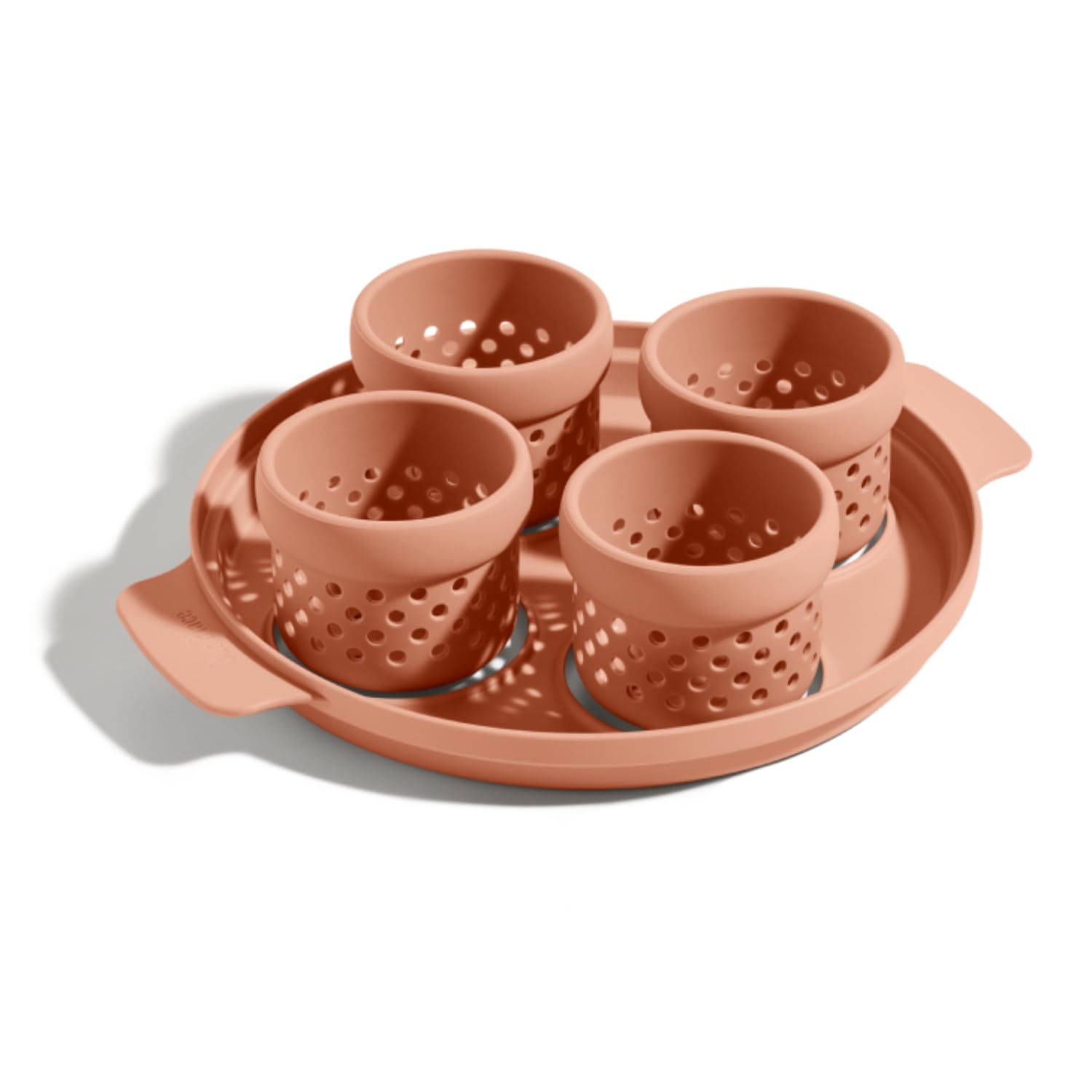 Our Place Silicone Egg Poacher Add-On - Easy-Use Poaching Set | Fail-Proof Water Bath Design | Includes Sturdy Nylon Platter &amp; Perforated Cups | BPA-Free, Dishwasher Safe | Blue Salt