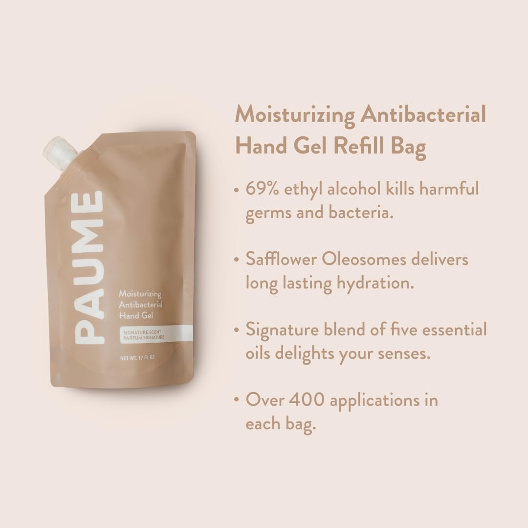 PAUME Antibacterial Gel Refillable Bag 17oz | Silicon &amp; Paraben Free, No Artificial Fragrances &amp; Vegan (Refill)