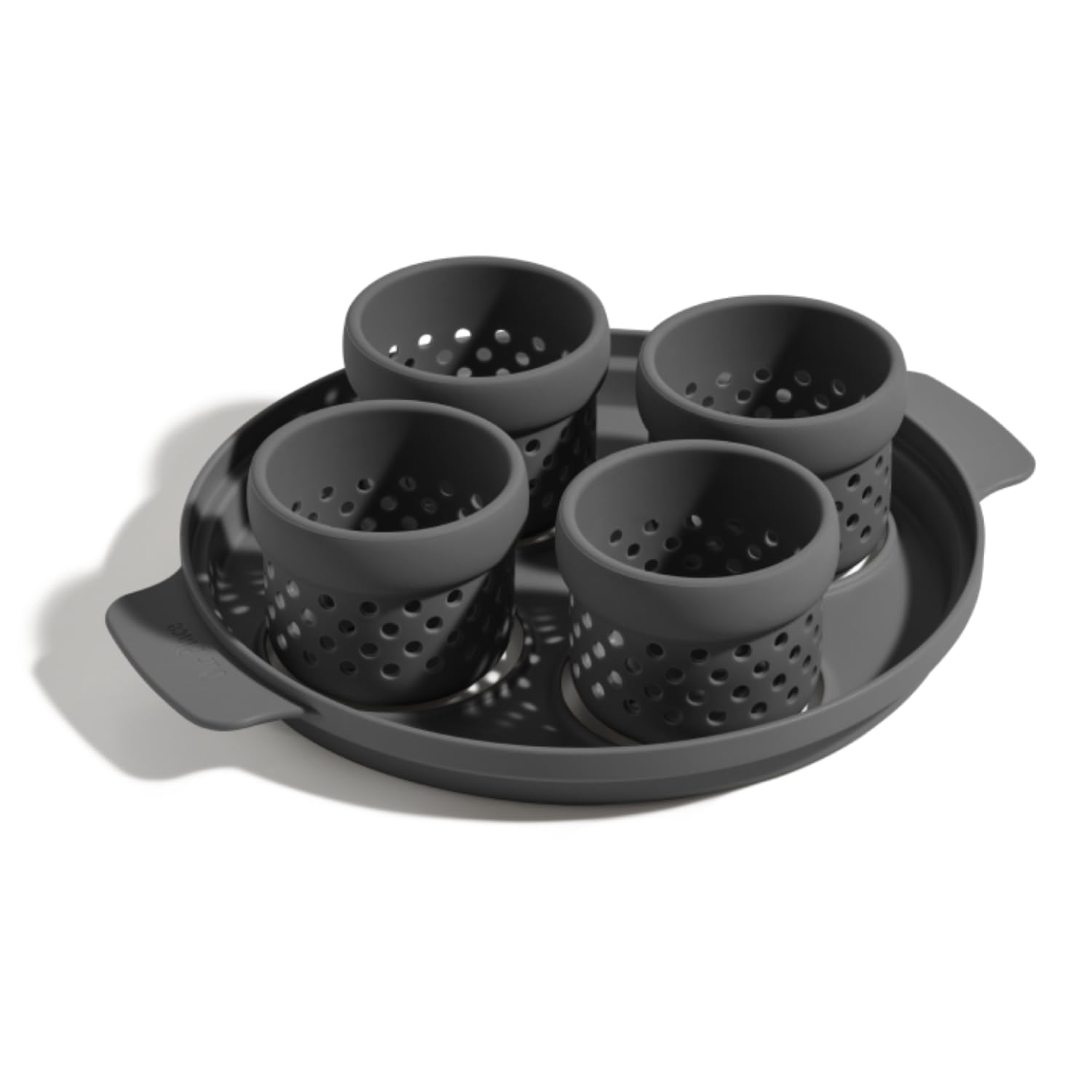 Our Place Silicone Egg Poacher Add-On - Easy-Use Poaching Set | Fail-Proof Water Bath Design | Includes Sturdy Nylon Platter &amp; Perforated Cups | BPA-Free, Dishwasher Safe | Blue Salt