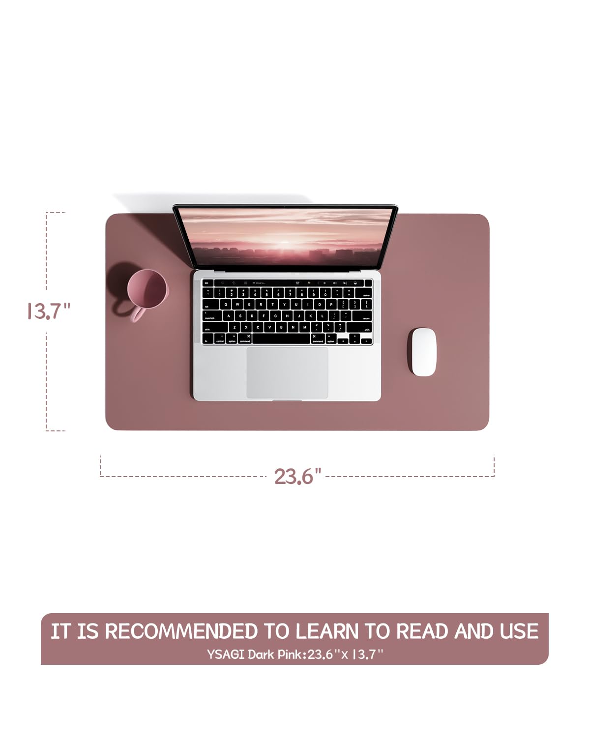 Non-Slip Desk Pad,Mouse Pad,Waterproof PVC Leather Desk Table Protector,Ultra Thin Large Desk Blotter, Easy Clean Laptop Desk Writing Mat for Office Work/Home/Decor(Pink, 23.6&quot; x 13.7&quot;)