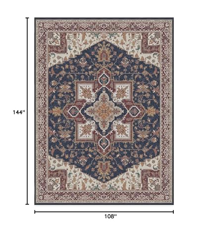 RUGGABLE Maral Heriz Washable Rug - Perfect Vintage Area Rug for Living Room Bedroom Kitchen - Pet &amp; Child Friendly - Stain &amp; Water Resistant - Creme 3&