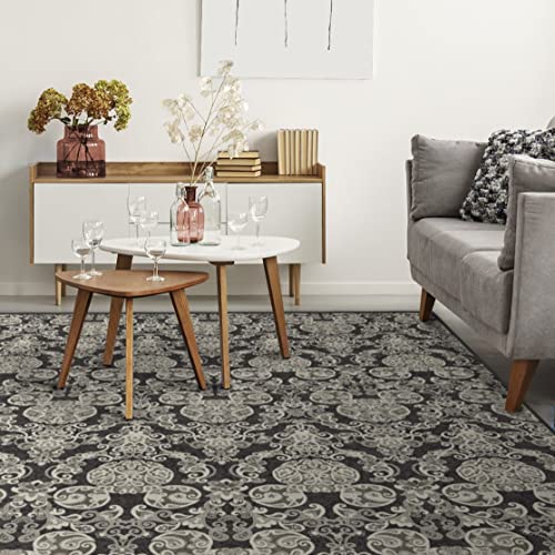 RUGGABLE Disney Traditional Mickey Mouse Washable Rug - Perfect Area Rug for Nursery Playroom Kids Room - Pet &amp; Child Friendly - Stain &amp; Water Resistant - Damask Grey 3&