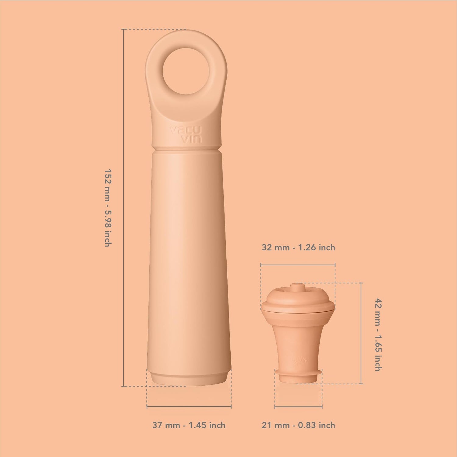 Vacu Vin Wine Saver Loop - Designed and Made in the Netherlands - Vacuum Wine Stopper Keeps Your Wine Fresh for up to 10 Days - Reusable, Made with 98% Recycled Material - 1 Pump, 1 Stopper, Sand