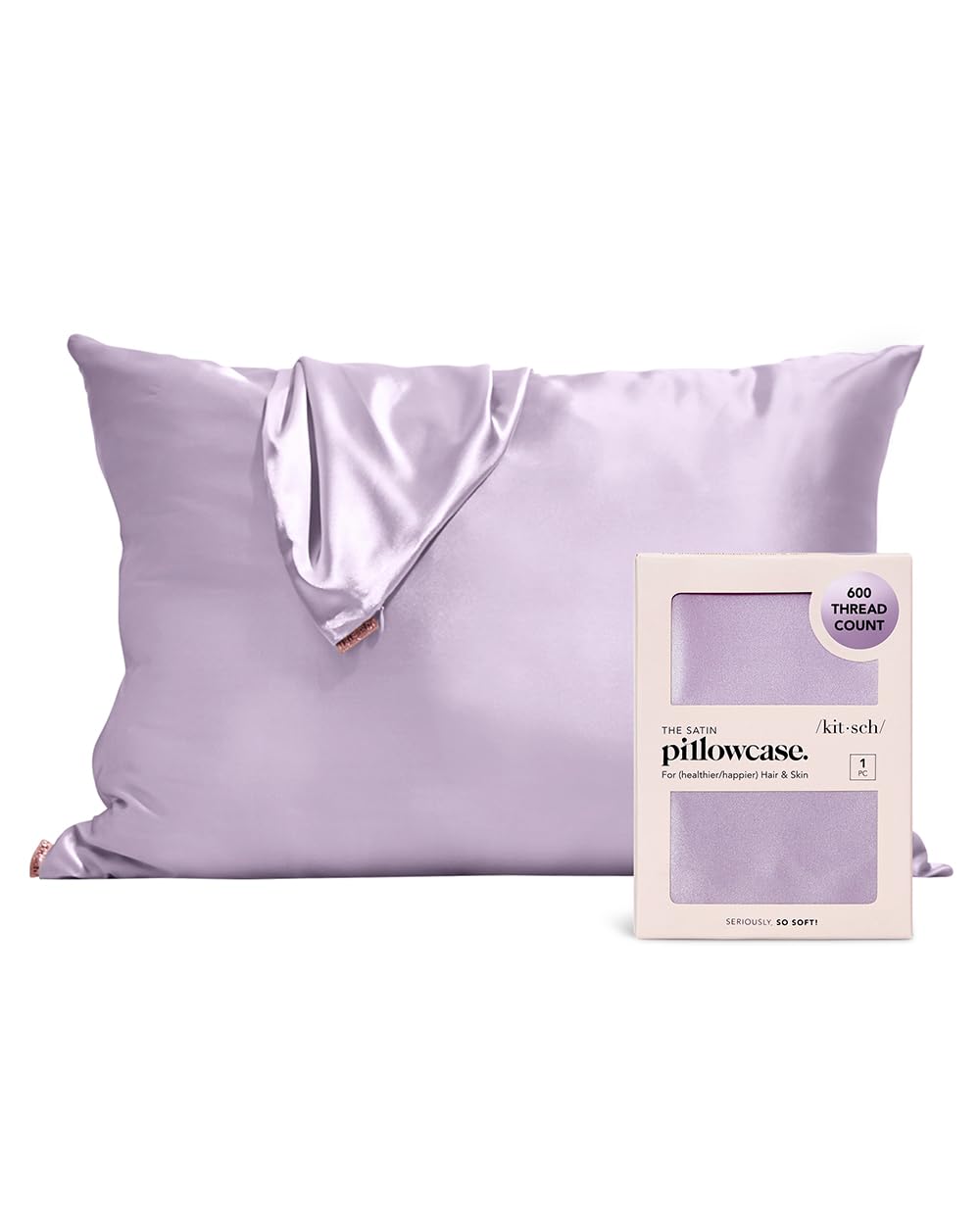 Kitsch Satin Pillowcase with Zipper for Hair &amp; Skin, Softer Than Silk Pillow Cases Queen, Smooth Pillow Covers, Machine Washable, Wrinkle-Free, Cooling Satin Pillow Cases Standard Size 19&quot;x26&quot;, Ivory