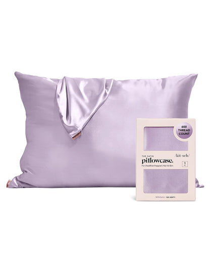 Kitsch Satin Pillowcase with Zipper for Hair &amp; Skin, Softer Than Silk Pillow Cases Queen, Smooth Pillow Covers, Machine Washable, Wrinkle-Free, Cooling Satin Pillow Cases Standard Size 19&quot;x26&quot;, Ivory