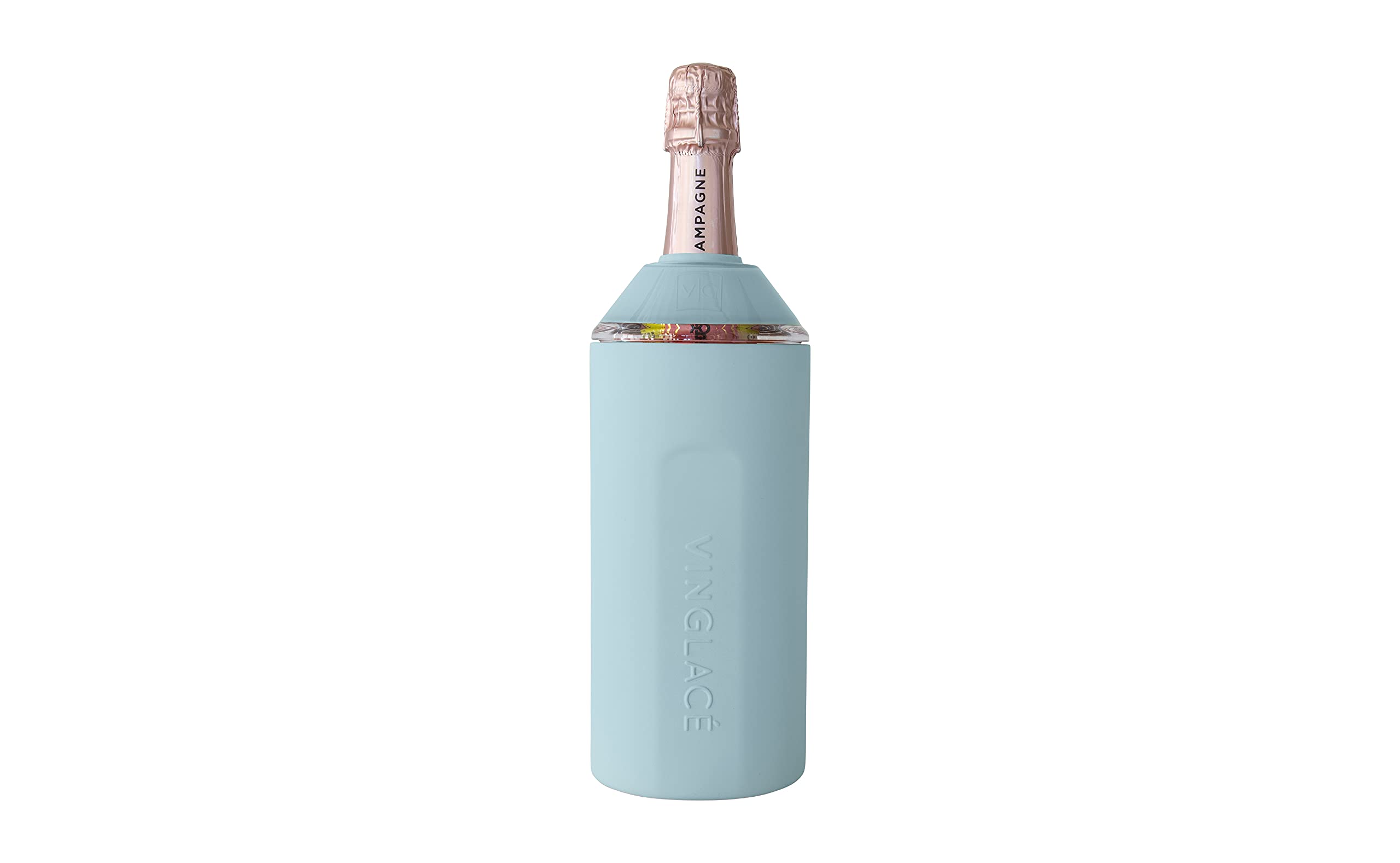 Vinglacé Wine Bottle Chiller- Portable Champagne Insulator- Stainless Steel Wine Cooler Sleeve, White