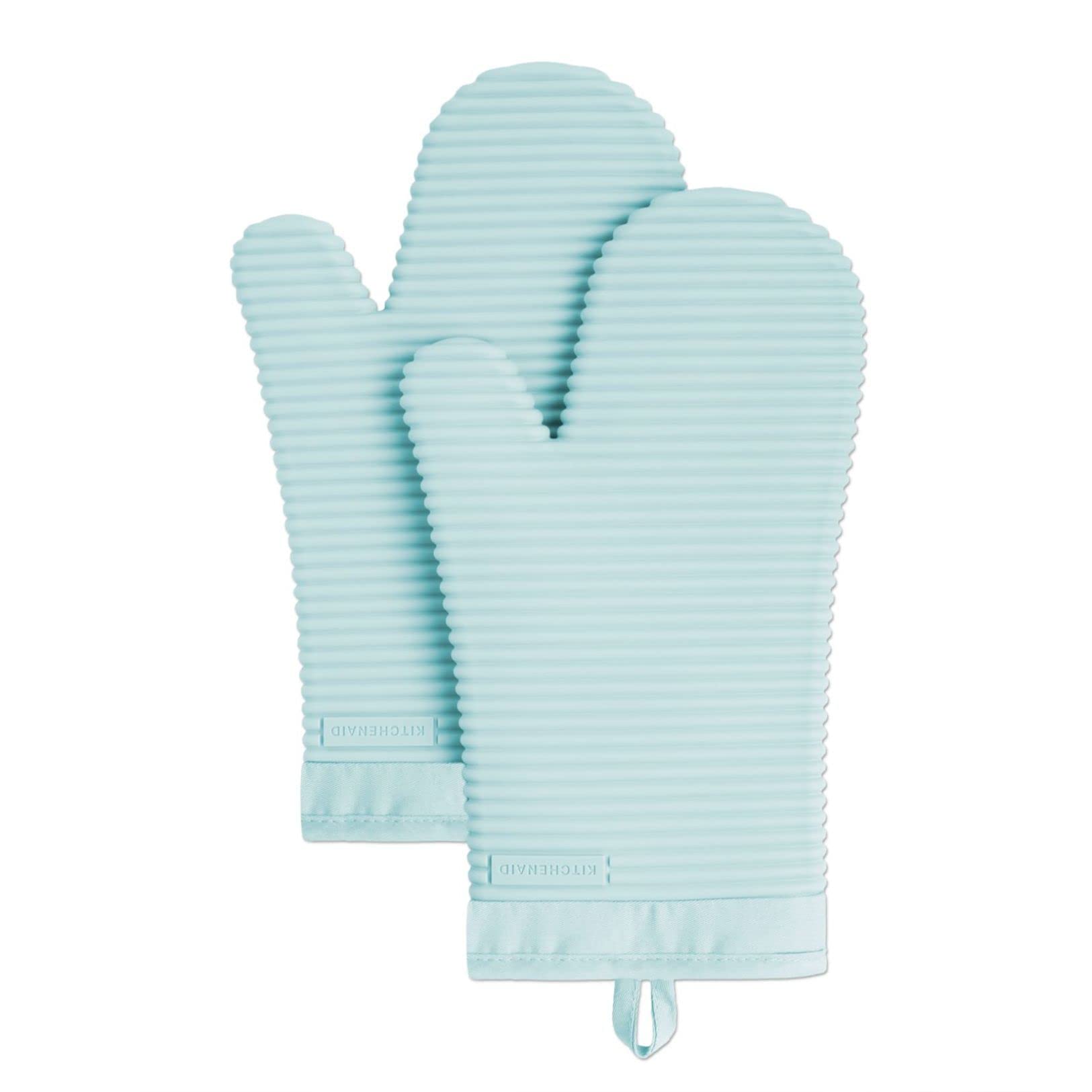 KitchenAid Ribbed Soft Silicone Oven Mitt Set, 7&quot;x13&quot;, Milkshake 2 Count